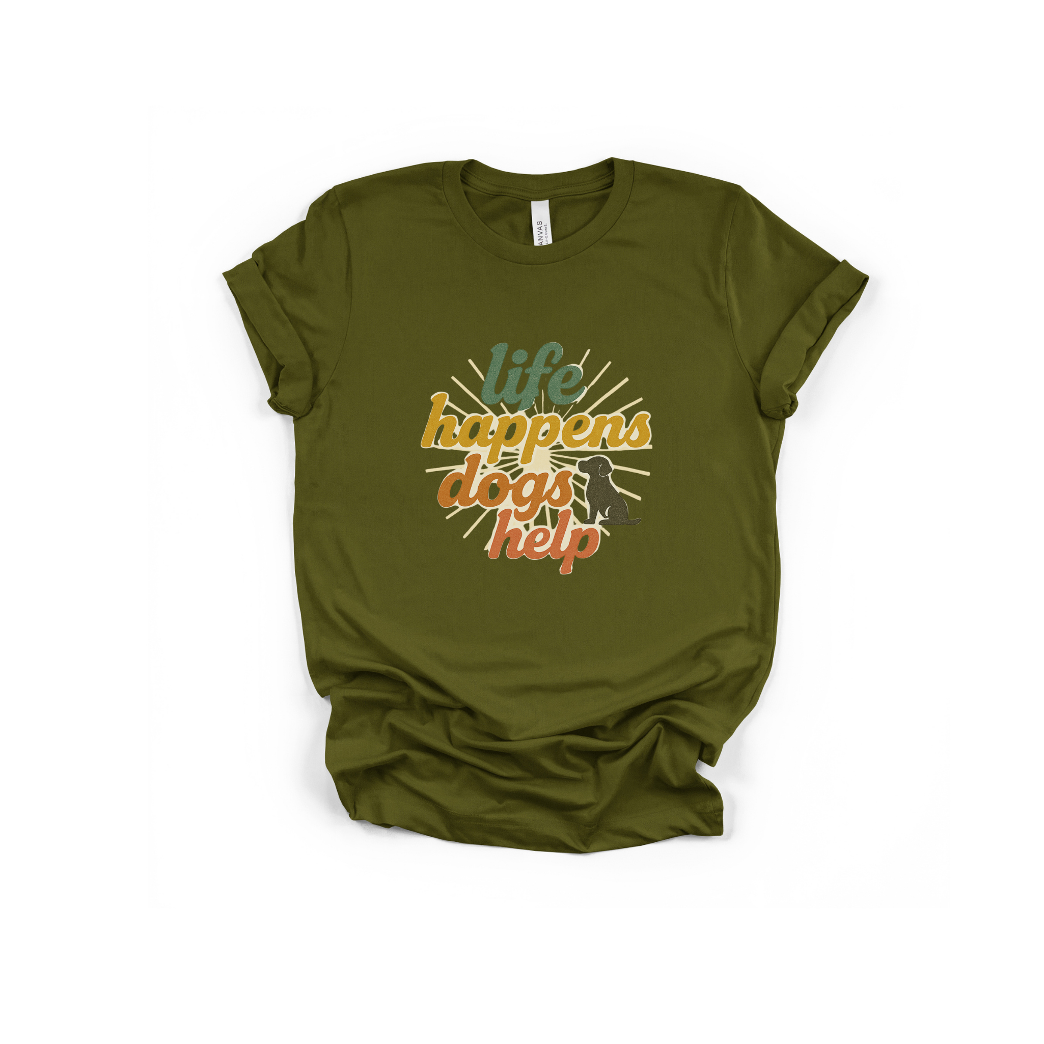 Life Happens Dogs Help Tee - Retro Dog Lover T-Shirt